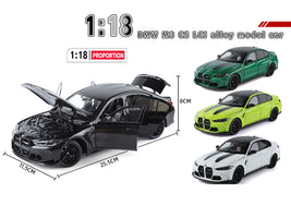 BMW M3 CS LCI Green Metallic with Matt Black Top and Hood Stripes 1/18 Diecast Model Car by Heimanba
