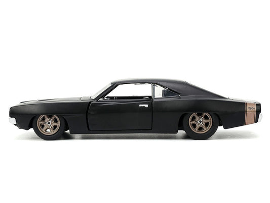1968 Dodge Charger Widebody Matt Black with Bronze Tail Stripe "F9" (2021) Movie "25 Years of Fast & Furious" Series 1/32 Diecast Model Car by Jada