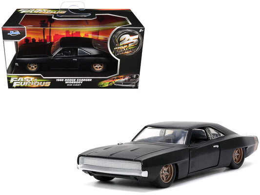 1968 Dodge Charger Widebody Matt Black with Bronze Tail Stripe "F9" (2021) Movie "25 Years of Fast & Furious" Series 1/32 Diecast Model Car by Jada