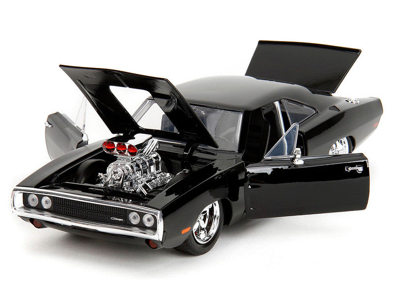 1970 Dodge Charger Black with Race Interior "The Fast and the Furious" (2001) Movie "25 Years of Fast & Furious" Series 1/24 Diecast Model Car by Jada