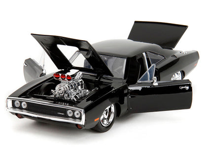1970 Dodge Charger Black with Race Interior "The Fast and the Furious" (2001) Movie "25 Years of Fast & Furious" Series 1/24 Diecast Model Car by Jada