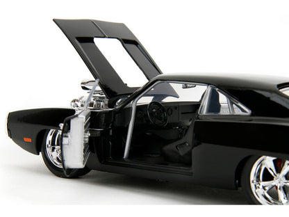1970 Dodge Charger Black with Race Interior "The Fast and the Furious" (2001) Movie "25 Years of Fast & Furious" Series 1/24 Diecast Model Car by Jada