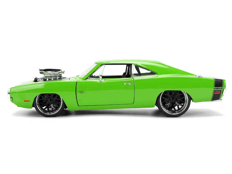 1970 Dodge Charger R/T Bright Green with Black Tail Stripe "Bigtime Muscle" Series 1/24 Diecast Model Car by Jada