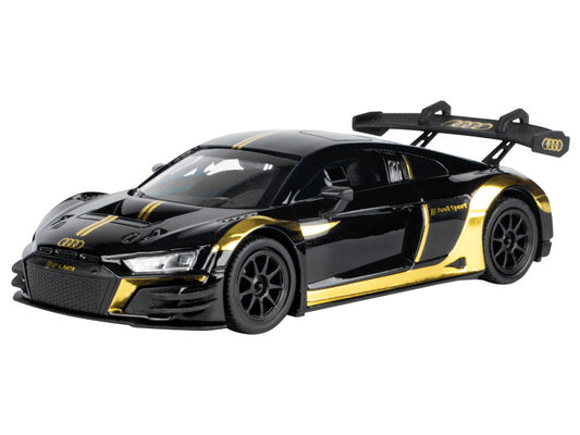 Audi R8 LMS GT3 Black with Gold Stripes and Graphics "Midnight Eclipse" Series 1/24 Diecast Model Car by Motormax