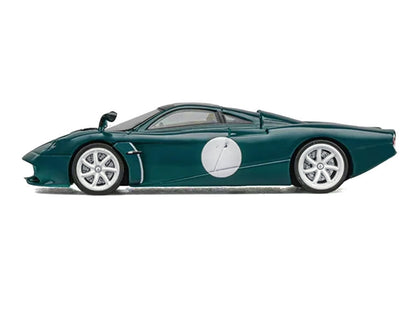 Pagani Huayra Codalunga Green with Sunroof and Extra Wheels 1/64 Diecast Model Car by CM Model
