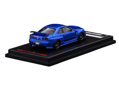 Nissan Skyline GT-R (BNR34) Nismo RHD (Right Hand Drive) Blue Metallic 1/64 Diecast Model Car by Ignition Model