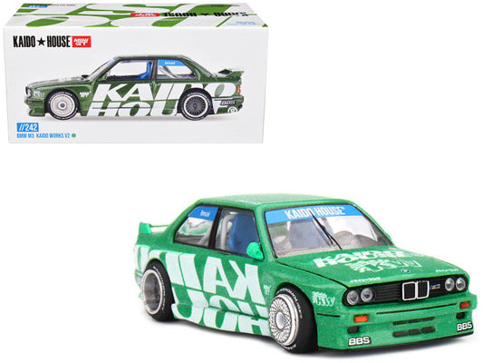 BMW M3 "Kaido Works V2" Green Metallic with Graphics (Designed by Jun Imai) "Kaido House" Special 1/64 Diecast Model Car by Mini GT