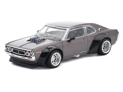 Datsun Laurel C130 RHD (Right Hand Drive) Gray Metallic 1/64 Diecast Model Car by Pop Race