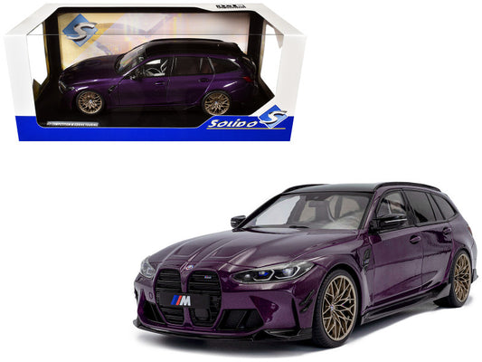 2024 BMW M3 Competition M xDrive Touring Twilight Purple Pearl Metallic with Black Top 1/18 Diecast Model Car by Solido