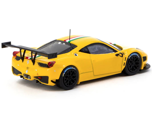 Ferrari 458 Italia GT3 Yellow with Italian Flag Stripes "Road64" Series 1/64 Diecast Model Car by Tarmac Works