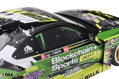 Nissan LB-Super Silhouette S15 SILVIA RHD (Right Hand Drive) #555 V2 Yukio Fausto "Formula Drift Japan" (2024) 1/18 Model Car by Top Speed