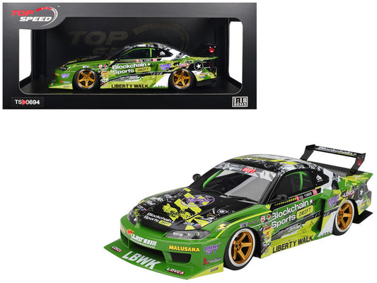 Nissan LB-Super Silhouette S15 SILVIA RHD (Right Hand Drive) #555 V2 Yukio Fausto "Formula Drift Japan" (2024) 1/18 Model Car by Top Speed