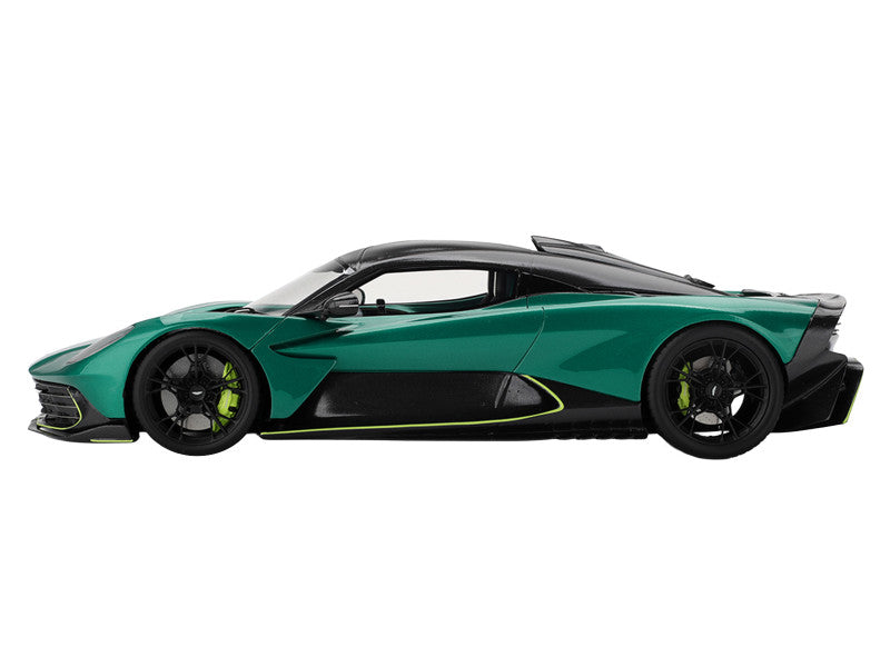 Aston Martin Valhalla Podium Green Metallic with Carbon Top 1/18 Model Car by Top Speed